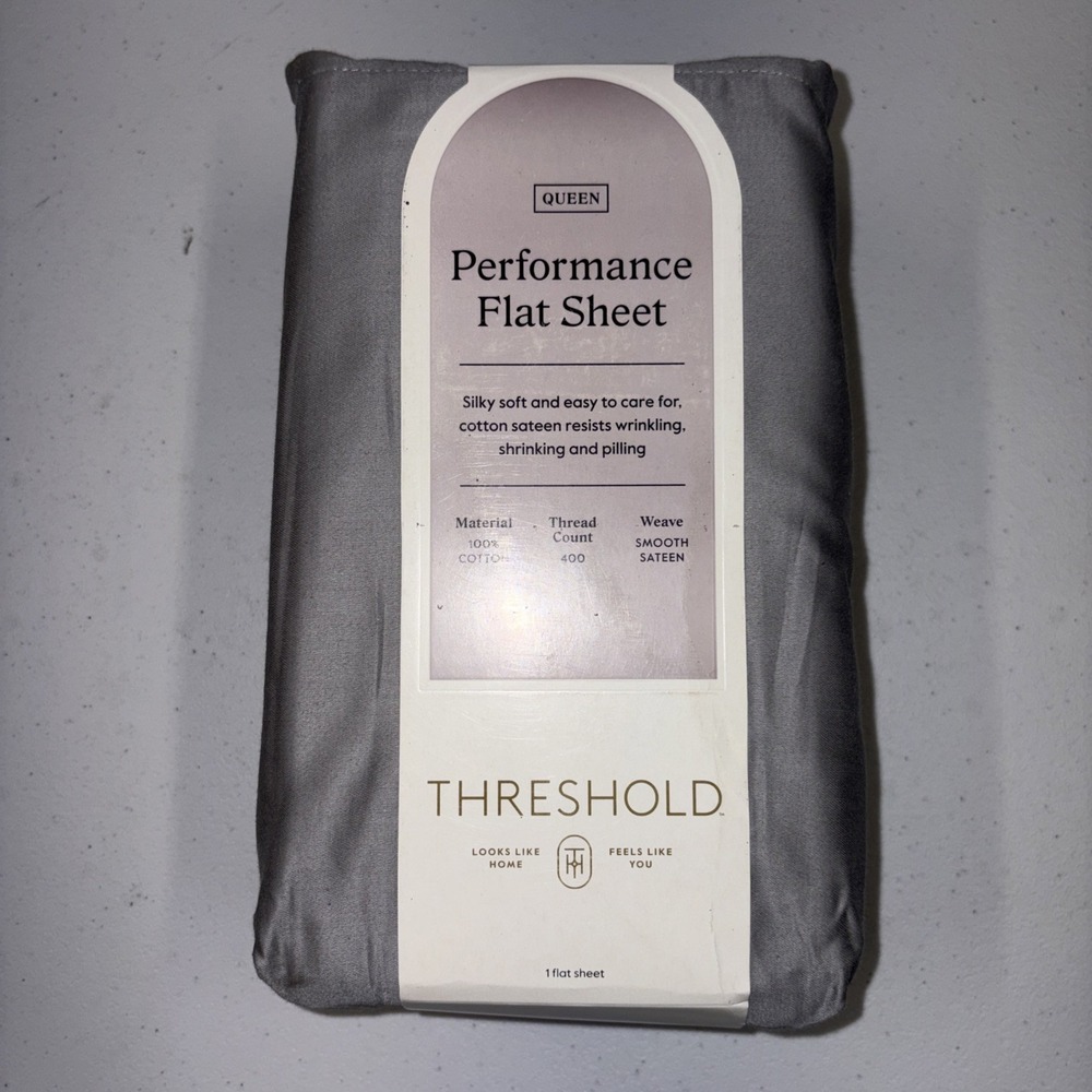 Queen 400 Thread Count Performance Flat Sheet Classic Gray - Threshold: Cotton